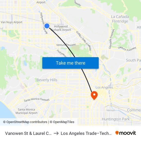 Vanowen St & Laurel Canyon Blvd to Los Angeles Trade–Technical College map