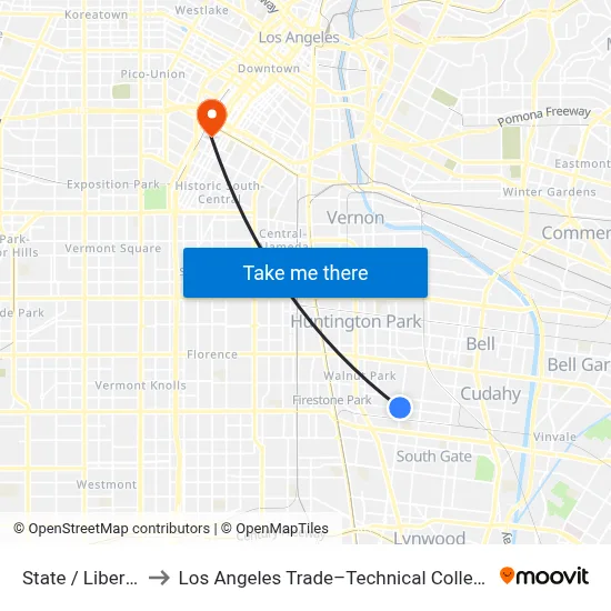 State / Liberty to Los Angeles Trade–Technical College map