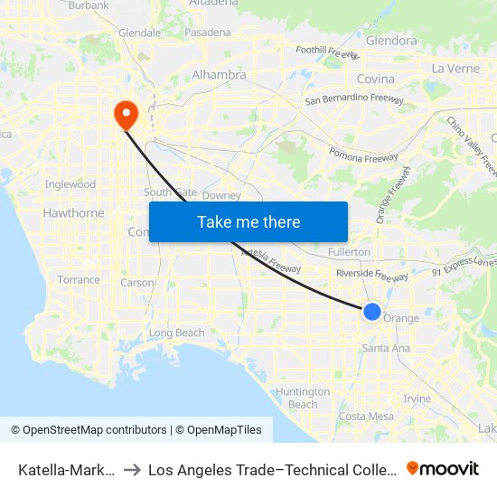 Katella-Market to Los Angeles Trade–Technical College map