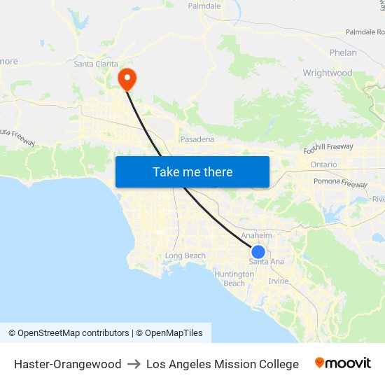 Haster-Orangewood to Los Angeles Mission College map