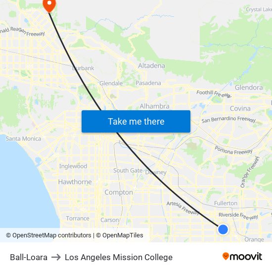 Ball-Loara to Los Angeles Mission College map