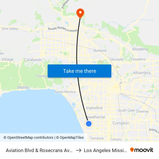 Aviation Blvd & Rosecrans Ave (Southbound) to Los Angeles Mission College map