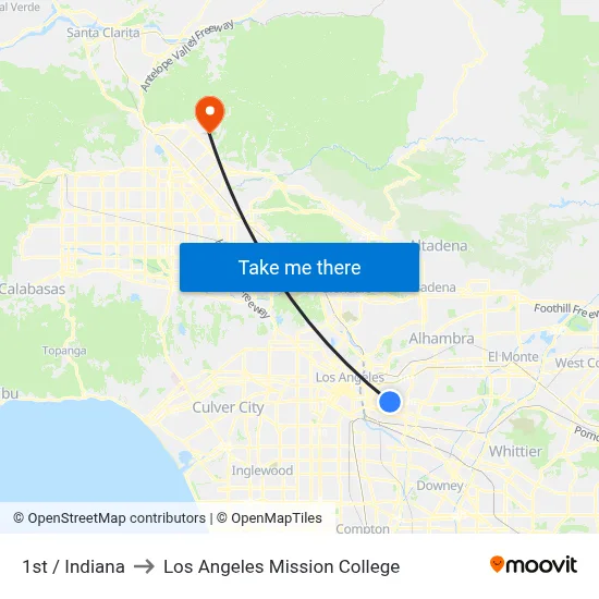 1st / Indiana to Los Angeles Mission College map