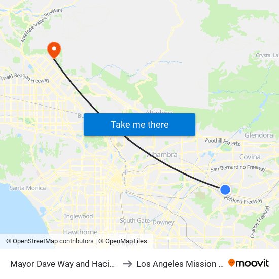 Mayor Dave Way and Hacienda Blvd to Los Angeles Mission College map