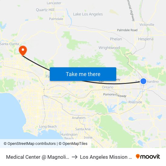 Medical Center @ Magnolia NB Ns to Los Angeles Mission College map