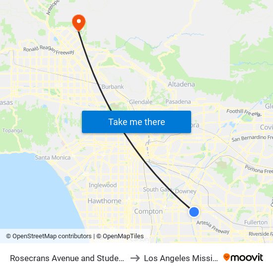 Rosecrans Avenue and Studebaker Road N/E to Los Angeles Mission College map