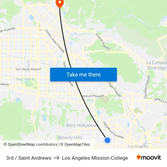 3rd / Saint Andrews to Los Angeles Mission College map