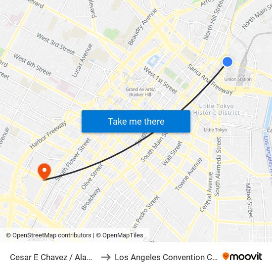 Cesar E Chavez / Alameda to Los Angeles Convention Center map