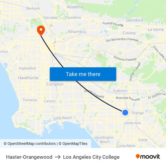 Haster-Orangewood to Los Angeles City College map