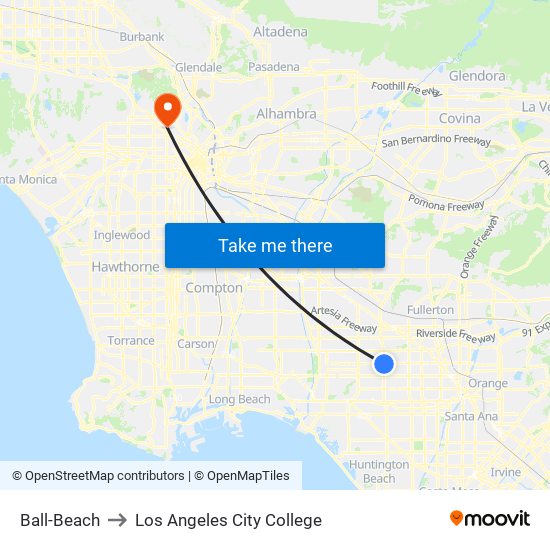 Ball-Beach to Los Angeles City College map