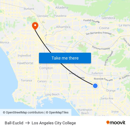 Ball-Euclid to Los Angeles City College map