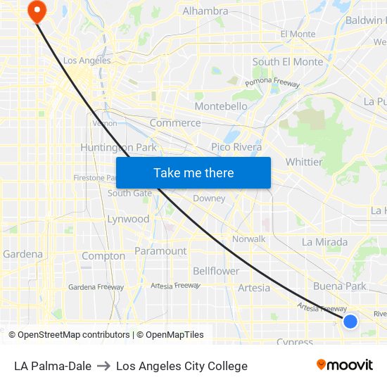 LA Palma-Dale to Los Angeles City College map