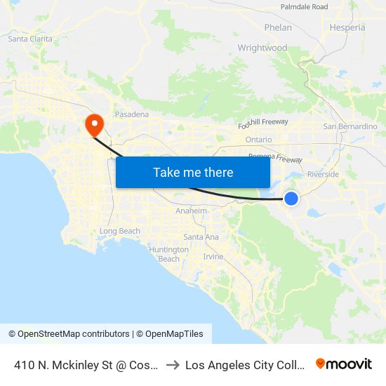 410 N. Mckinley St @ Costco to Los Angeles City College map