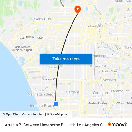 Artesia Bl Between Hawthorne Bl & Redondo Beach Bl to Los Angeles City College map