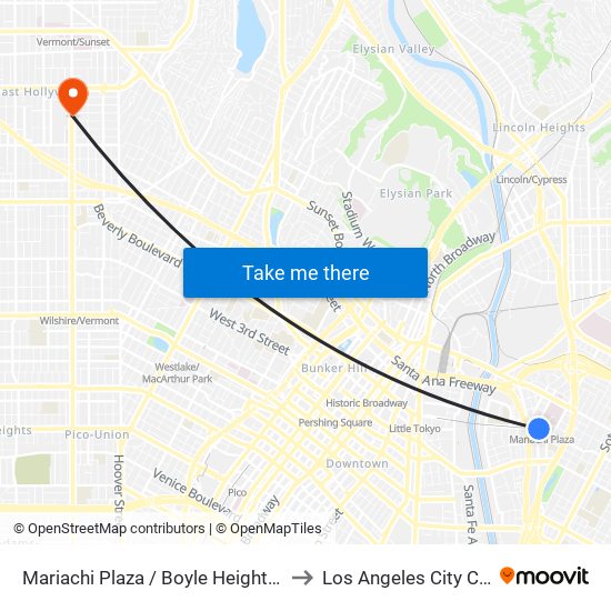 Mariachi Plaza / Boyle Heights Station to Los Angeles City College map