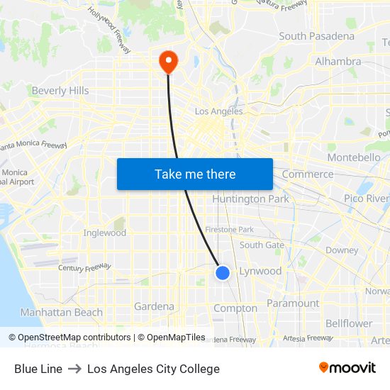 Blue Line to Los Angeles City College map