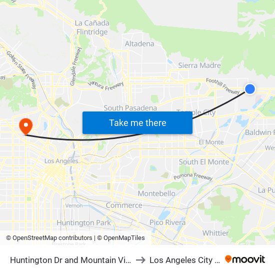 Huntington Dr and Mountain Vista Plaza W to Los Angeles City College map