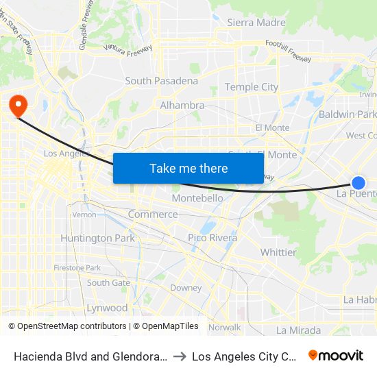 Hacienda Blvd and Glendora Ave N to Los Angeles City College map