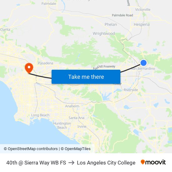 40th @ Sierra Way WB FS to Los Angeles City College map