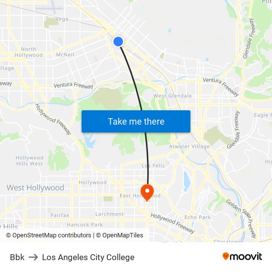 Bbk to Los Angeles City College map