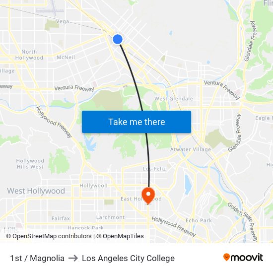 1st / Magnolia to Los Angeles City College map