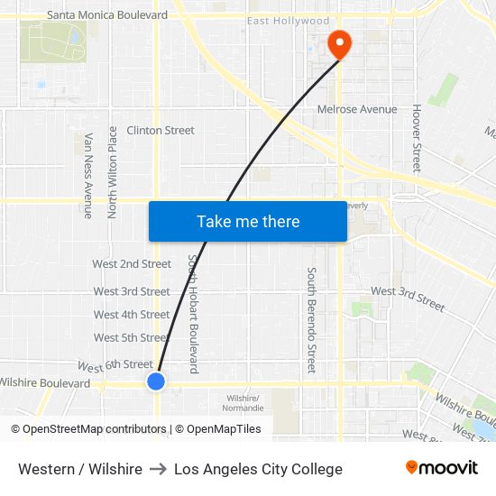 Western / Wilshire to Los Angeles City College map