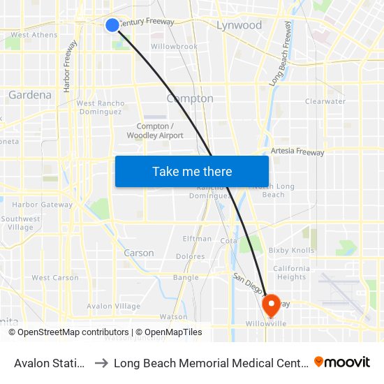 Avalon Station to Long Beach Memorial Medical Center map