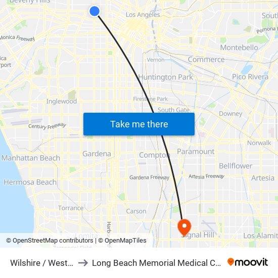 Wilshire / Western to Long Beach Memorial Medical Center map