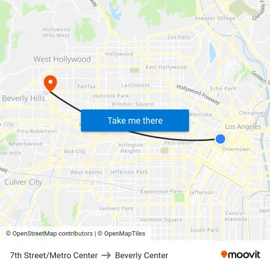7th Street/Metro Center to Beverly Center map