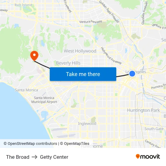 The Broad to Getty Center map