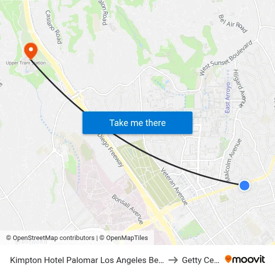 Kimpton Hotel Palomar Los Angeles Beverly Hills to Getty Center map