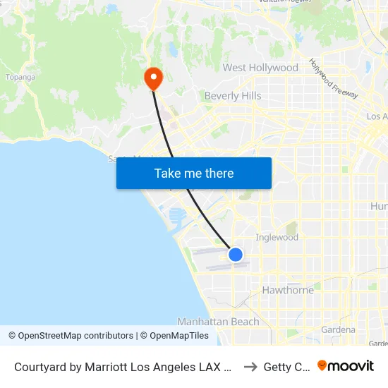 Courtyard by Marriott Los Angeles LAX Century Boulevard to Getty Center map