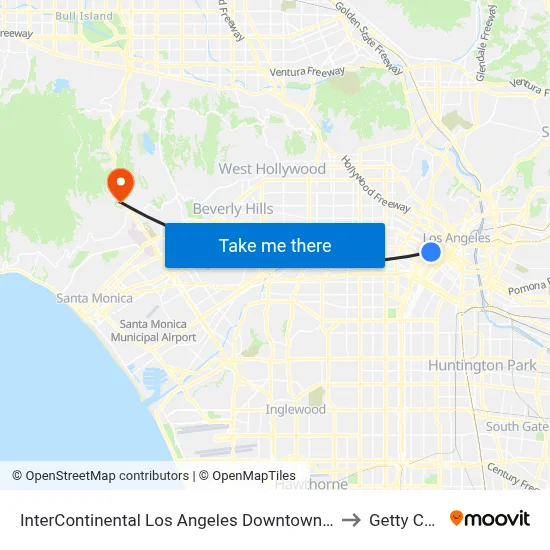 InterContinental Los Angeles Downtown an IHG Hotel to Getty Center map
