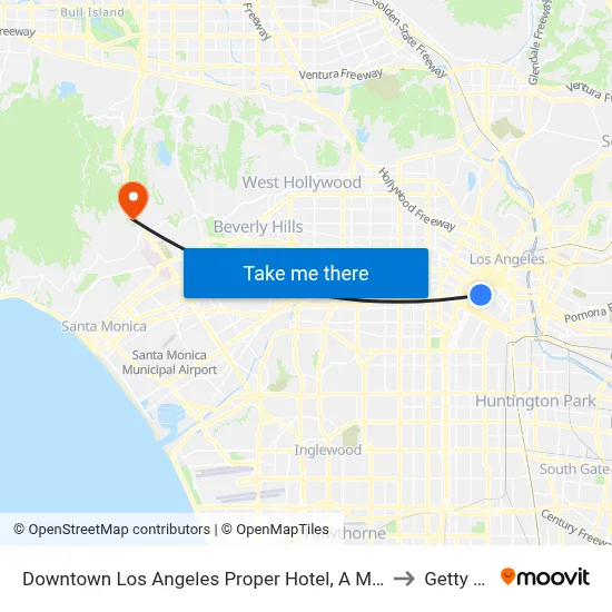Downtown Los Angeles Proper Hotel, A Member of Design Hotels™ to Getty Center map