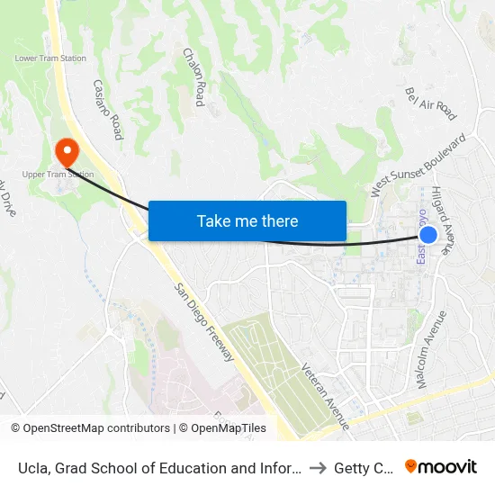 Ucla, Grad School of Education and Information Studies to Getty Center map