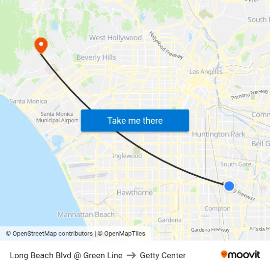 Long Beach Blvd @ Green Line to Getty Center map