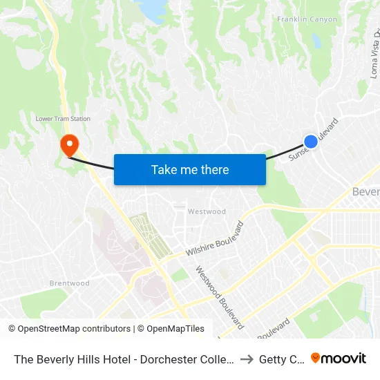 The Beverly Hills Hotel - Dorchester Collection, Los Angeles to Getty Center map