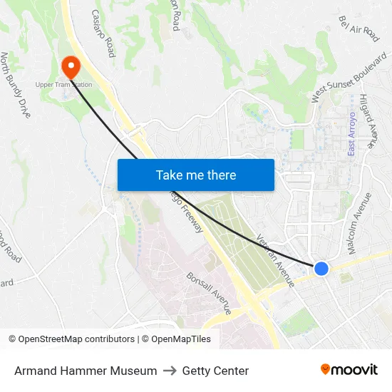 Armand Hammer Museum to Getty Center map