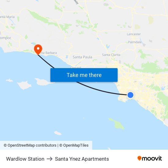 Wardlow Station to Santa Ynez Apartments map