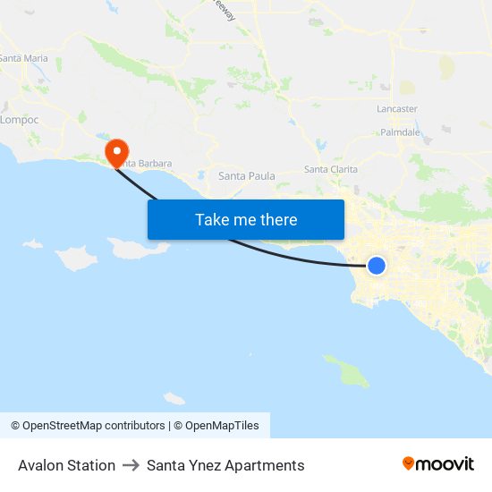 Avalon Station to Santa Ynez Apartments map