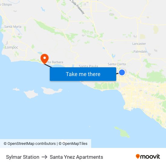 Sylmar Station to Santa Ynez Apartments map
