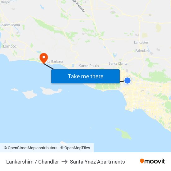 Lankershim / Chandler to Santa Ynez Apartments map