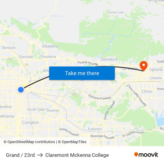 Grand / 23rd to Claremont Mckenna College map