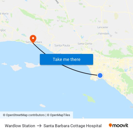 Wardlow Station to Santa Barbara Cottage Hospital map