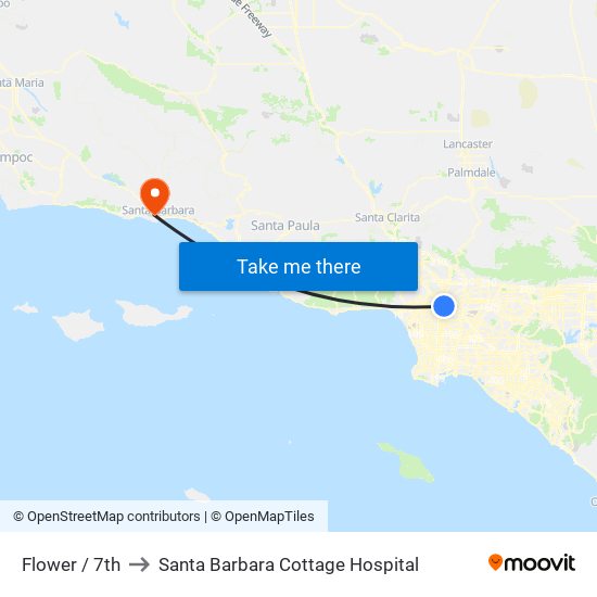 Flower / 7th to Santa Barbara Cottage Hospital map