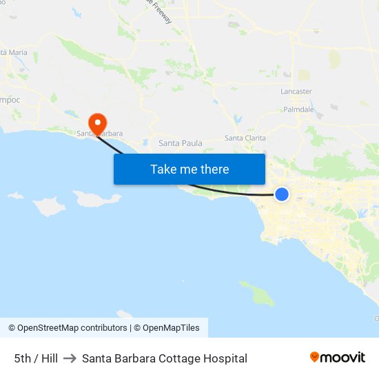 5th / Hill to Santa Barbara Cottage Hospital map