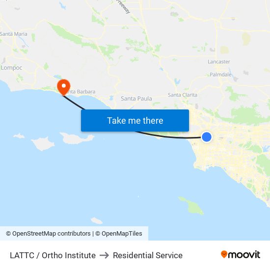 LATTC / Ortho Institute to Residential Service map