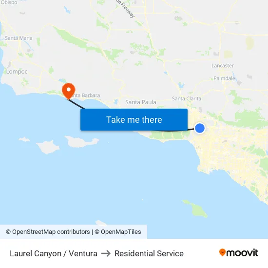 Laurel Canyon / Ventura to Residential Service map