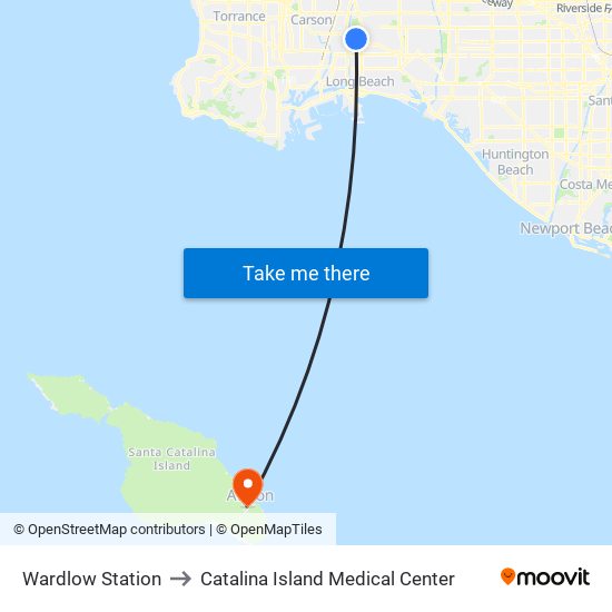 Wardlow Station to Catalina Island Medical Center map