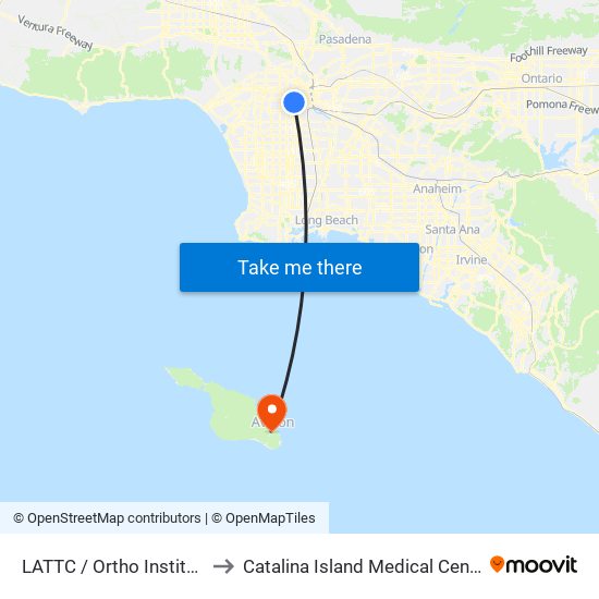 LATTC / Ortho Institute to Catalina Island Medical Center map